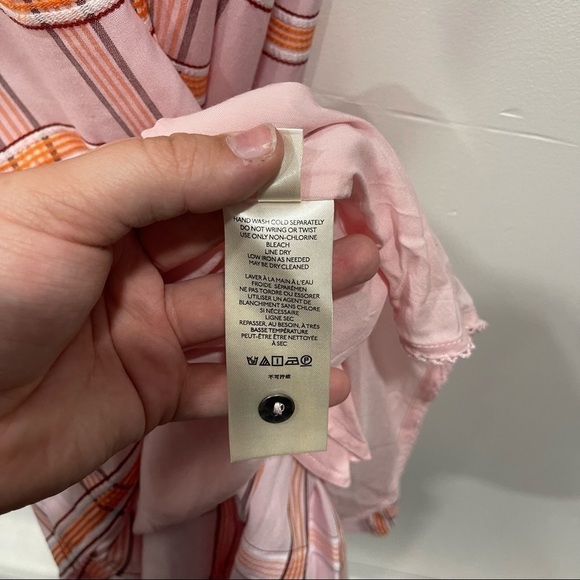 Anthropologie Maeve Flounced Mini Dress Button Front Sleeveless Pink Medium - Picture 9 of 14